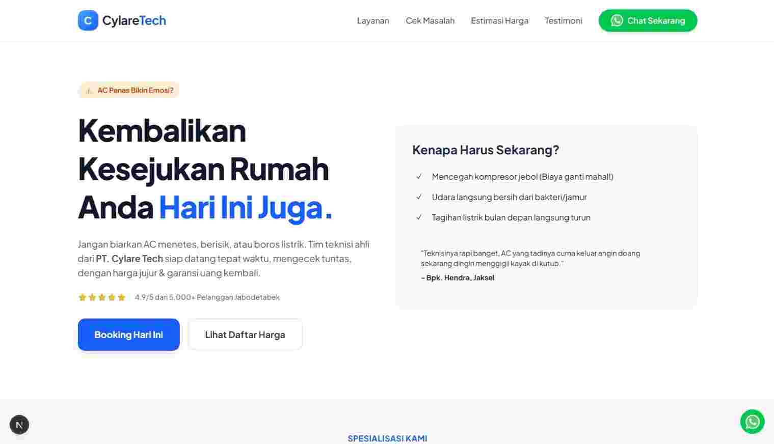 Contoh Website Servis AC